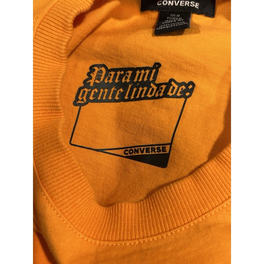 Mi Gente Converse Cropped Shirt Ruffled Long Sleeve Drawstring Orange Womens M - Picture 6 of 6